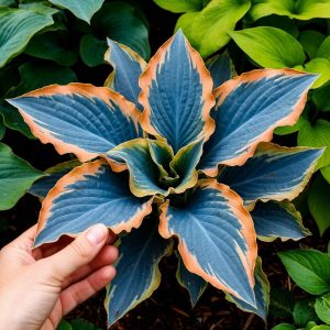 Хоста Океан Вью купить по цене от 960р. в интернет-магазине «Посадика» с доставкой почтой в в Дмитровске и по всей России – [изображение №1].